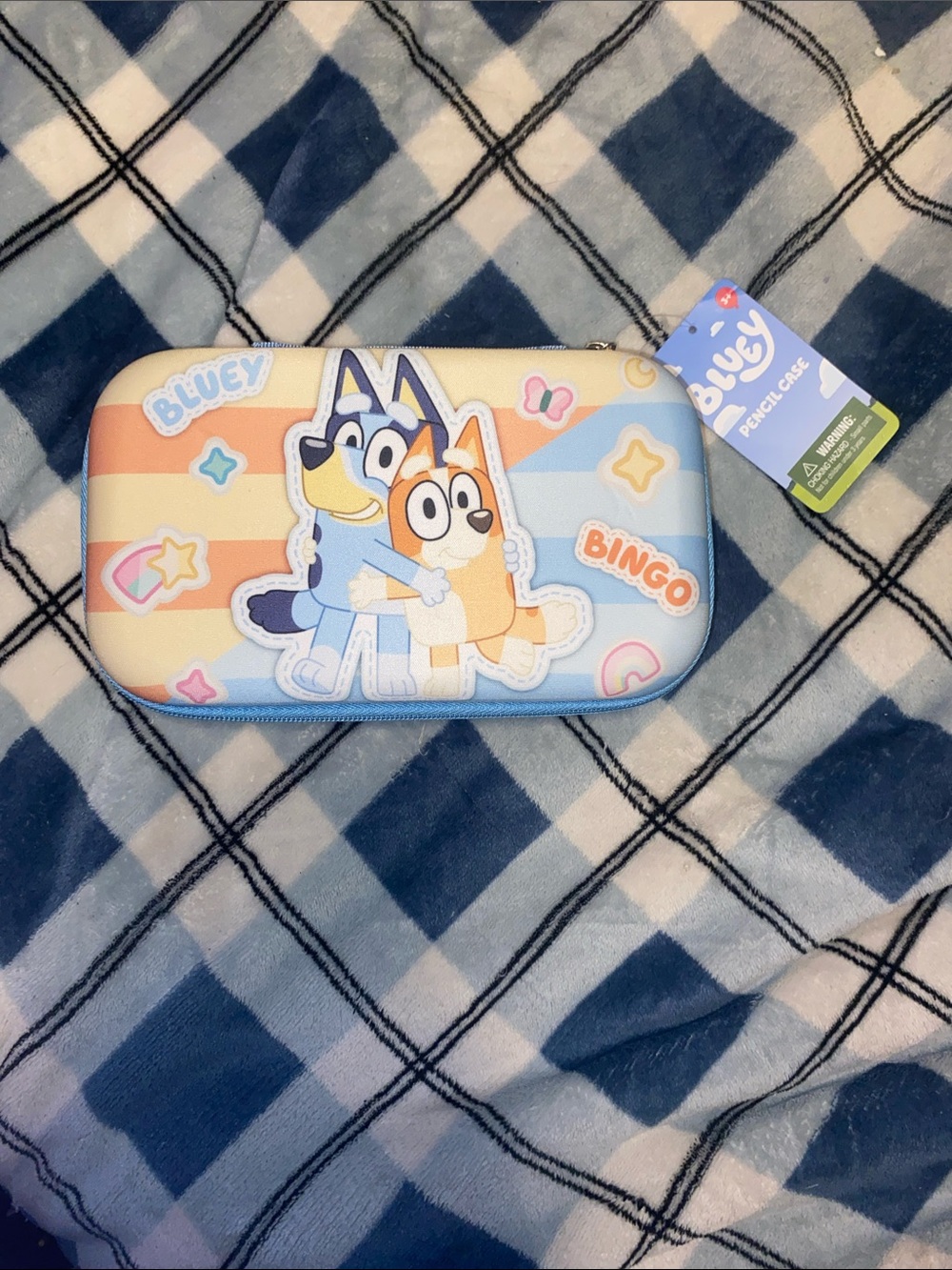Bluey & Bingo Kids Pencil Case - Pastel Blue and Peach